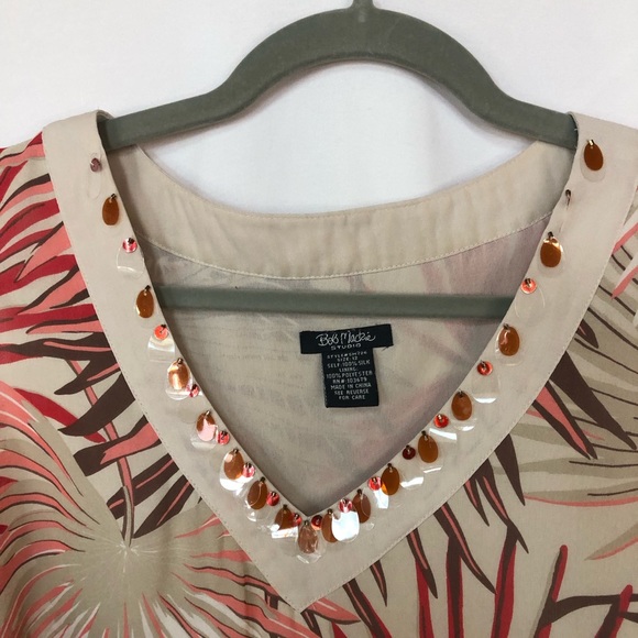 Bob Mackie Women’s Top Tank Sleeveless Silk Sequins Size Zip Lined - Picture 5 of 8